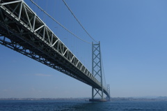 海上からの明石海峡大橋