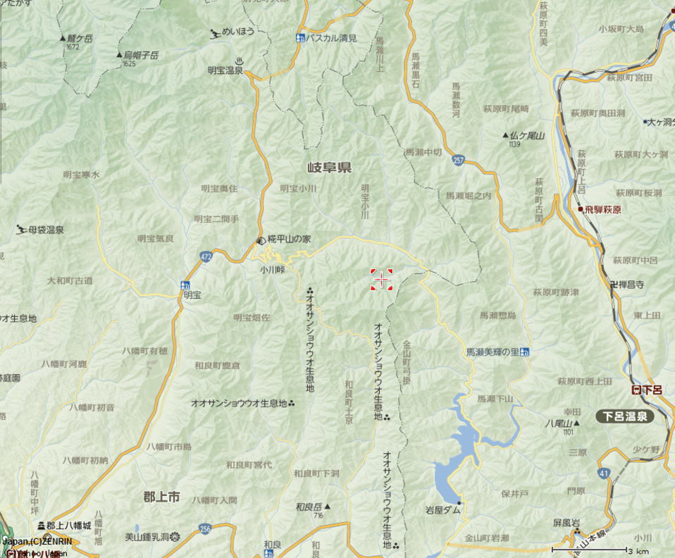 岩屋ダム地図