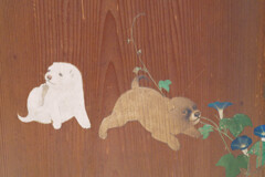 朝顔狗子図杉戸