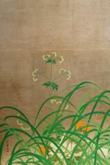 夏秋草図屏風　酒井抱一