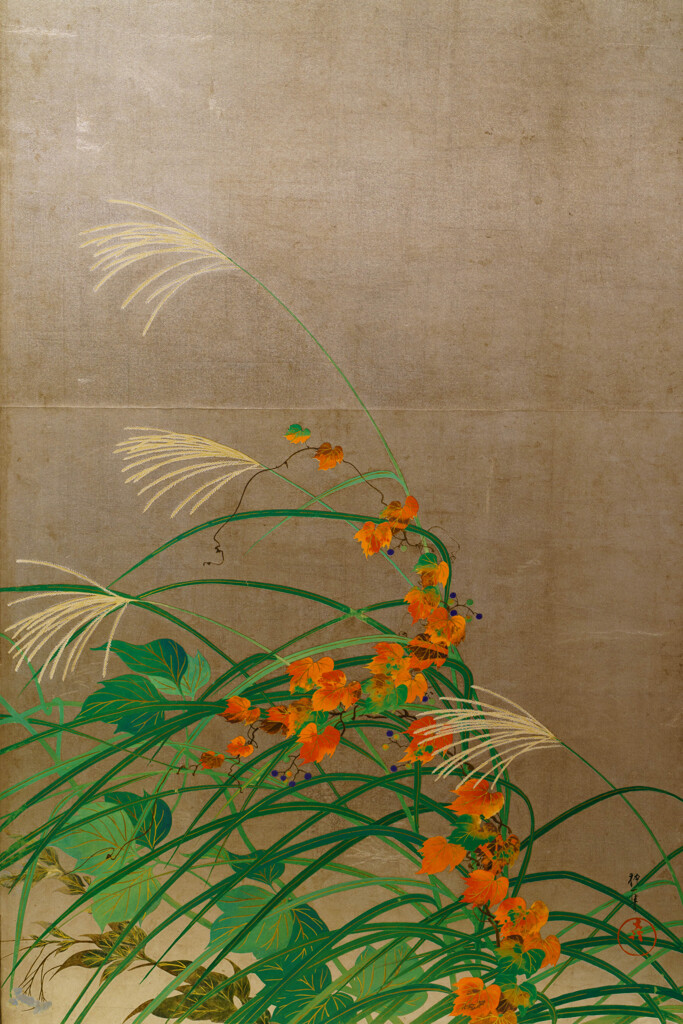 夏秋草図屏風