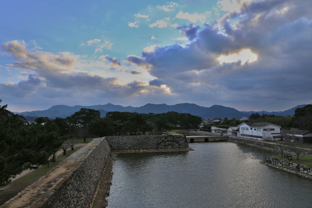萩城　お堀　天守閣から見下ろした光景