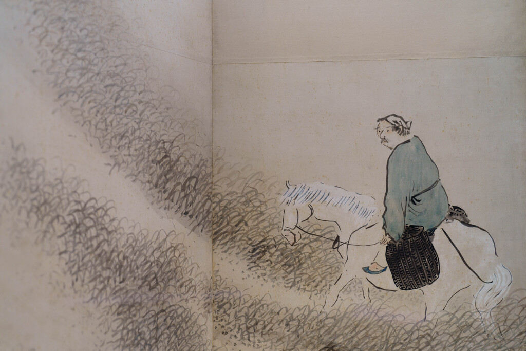 山野行楽図屏風より　与謝蕪村