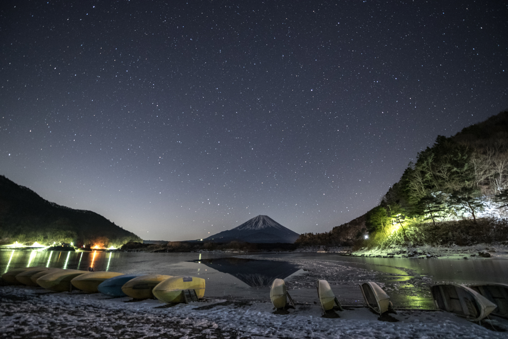 富士と2月の星空４