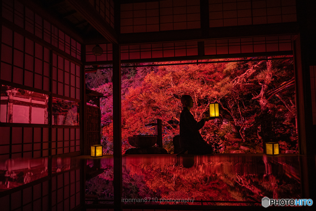 紅く染まる寺