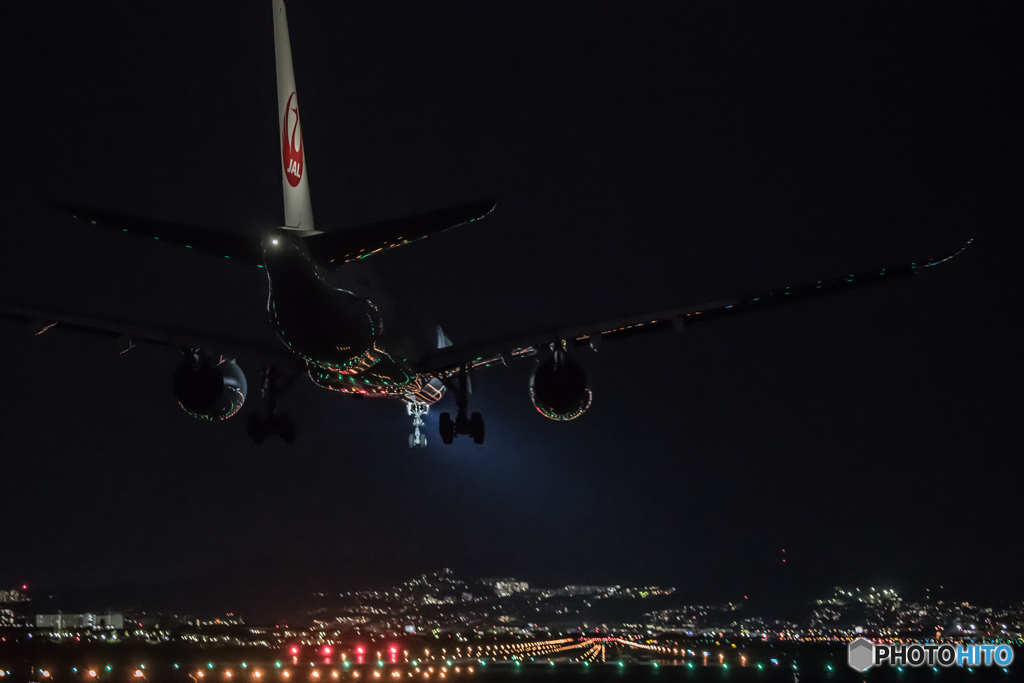 A350に映る光