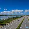 まだ夏の沖縄、海中道路から