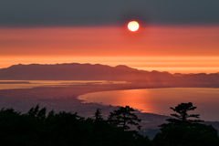 大山からの夕日