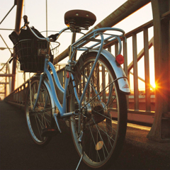 夕日と橋と自転車と