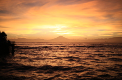 江の島サンセット富士山