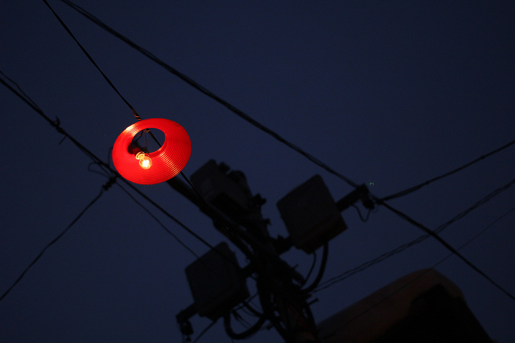 草津温泉　夜の温泉街に灯るあかり