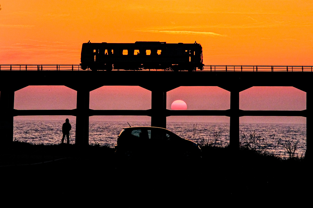 夕焼けと鉄旅