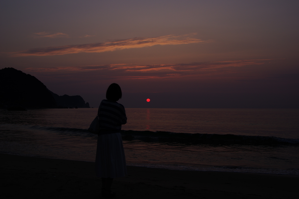 お互いに見つめる夕陽