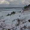 冬　雪の棚田と日本海　１