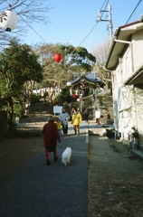 おばあさんと犬。