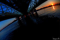 Sunset under Arakawa bridge 2