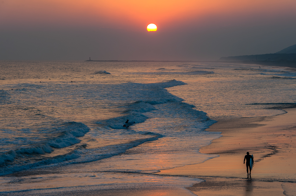 「ロングビーチの夕陽」