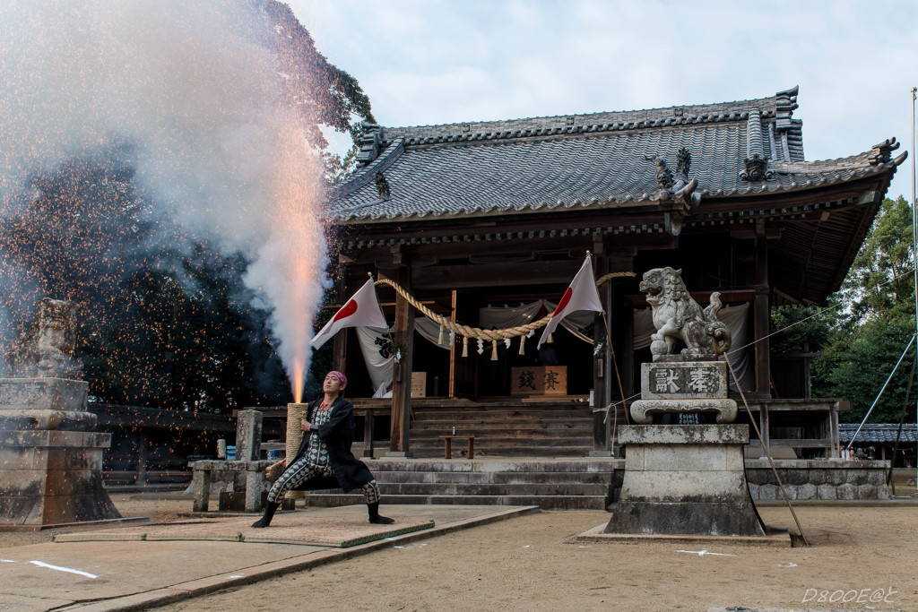 「奉納手筒花火」