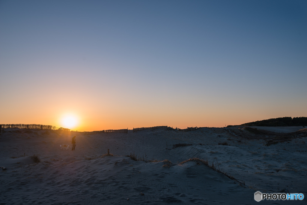 「中田島砂丘　夕景」