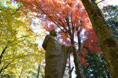 紅葉を従えた百羅漢
