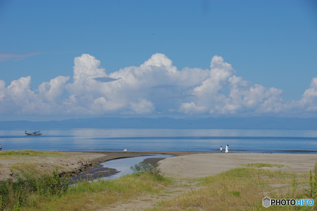 海辺にて