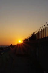 埠頭の夕日