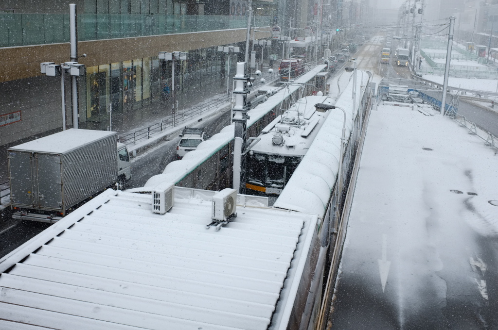 雪のチンチン電車