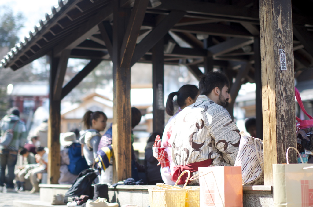 草津の足湯。