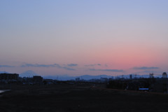 浅川土手からの夕陽