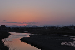 浅川土手からの夕陽