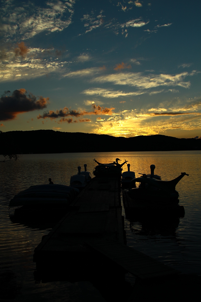 五色沼の夕日