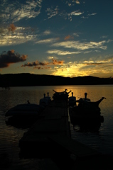 五色沼の夕日