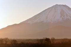 草原、霞む富士