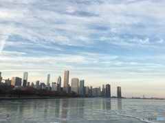 the dusk of Chicago & frozen Michigan L.