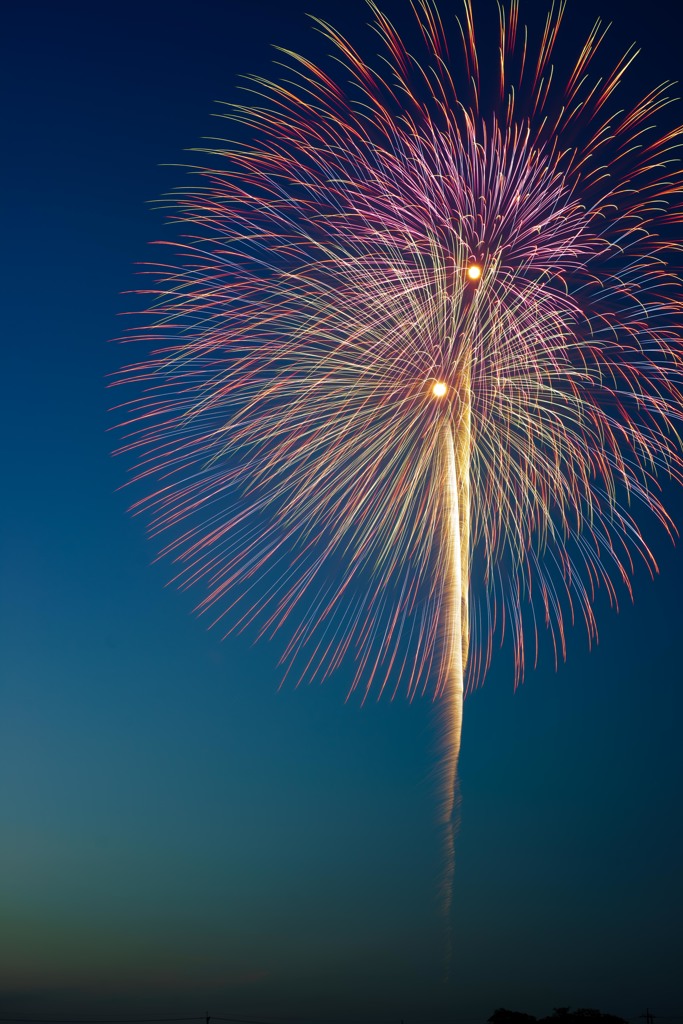 夕暮れの花火