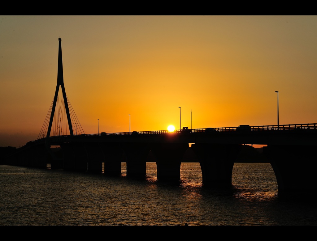 周防大橋からの夕日