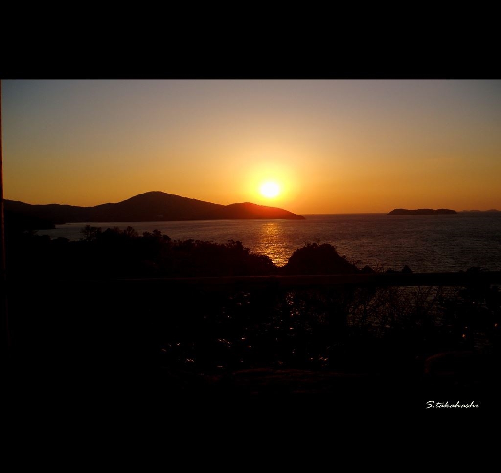 露天風呂からの夕日