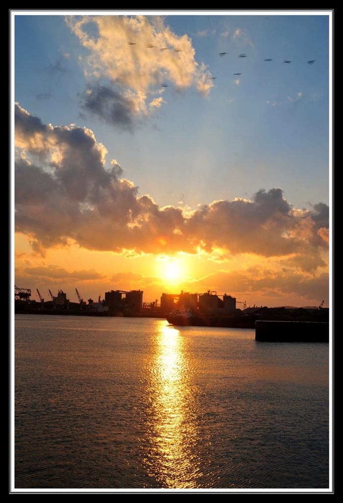 宇部港の夕日
