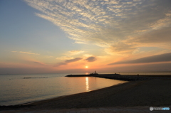今年初めての焼野海岸の夕日