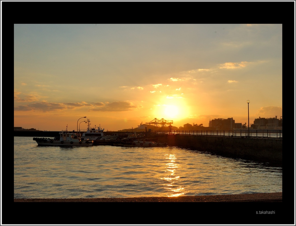 職場からの夕日