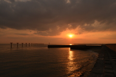 宇部空港沖からの夕日