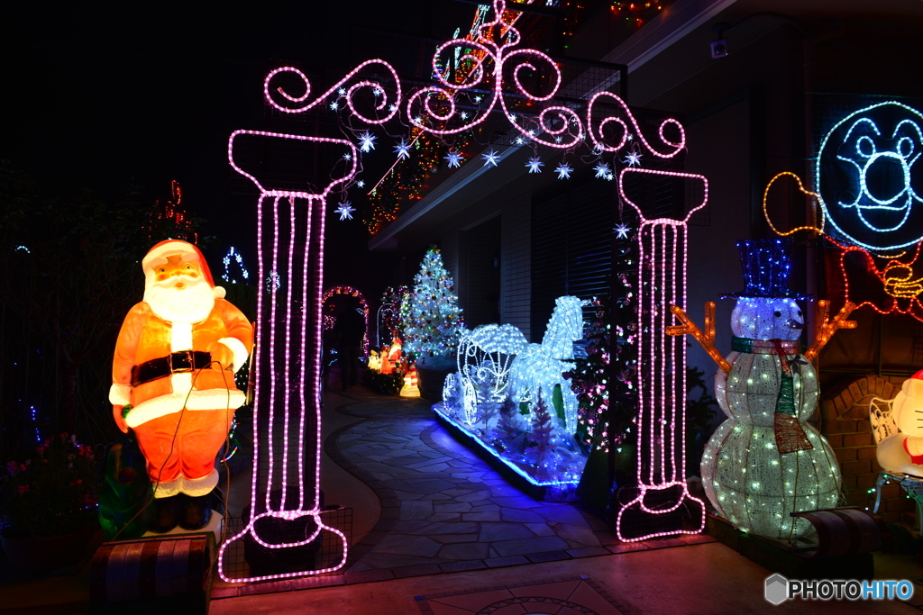 宇部市民家のイルミネーション 庭の入り口