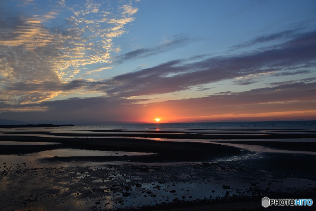 真玉海岸の夕陽を
