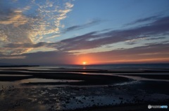 真玉海岸の夕陽を