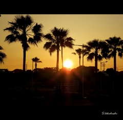 宇部空港の夕日