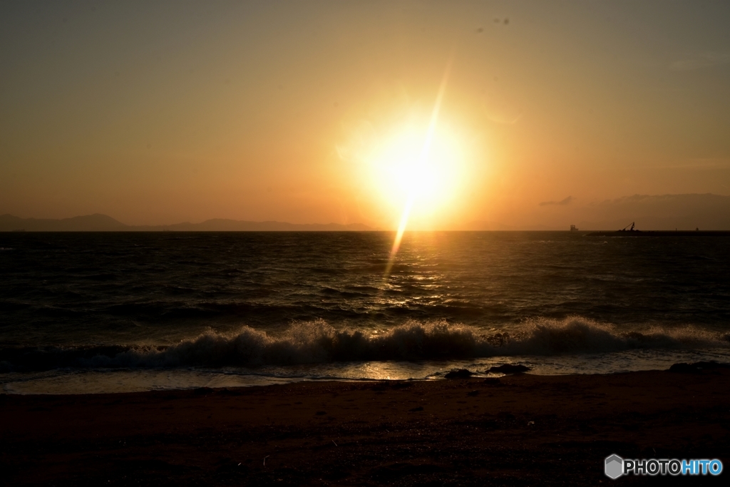 今日の焼野海岸の夕日