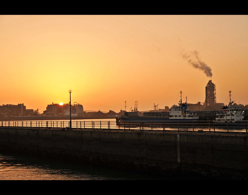 職場からの夕日