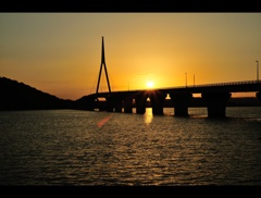 周防大橋からの夕日