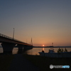 周防大橋と夕陽