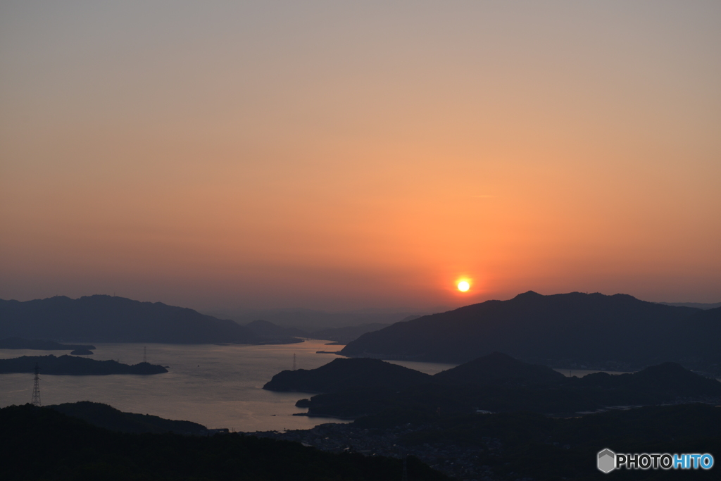 高見山からの夕陽